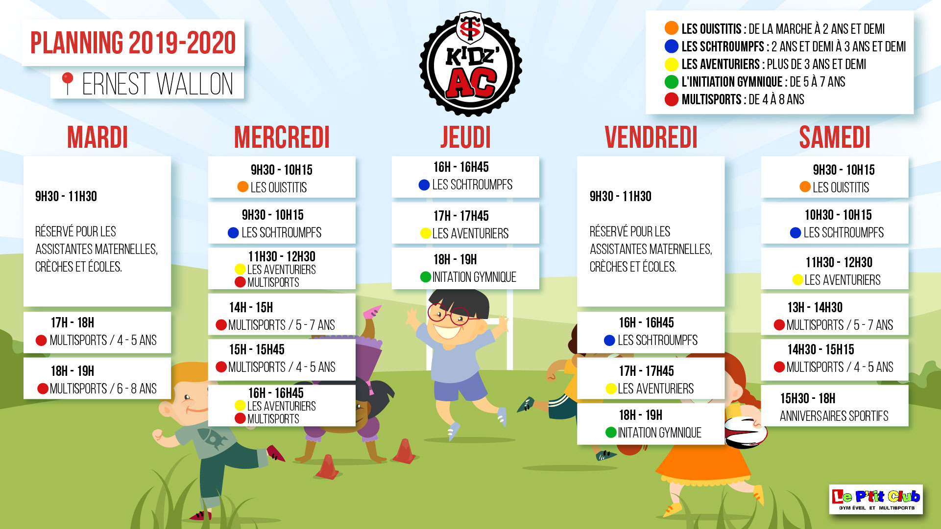 Planning KidZ'Ac Toulouse Ernest Wallon 2019-2020