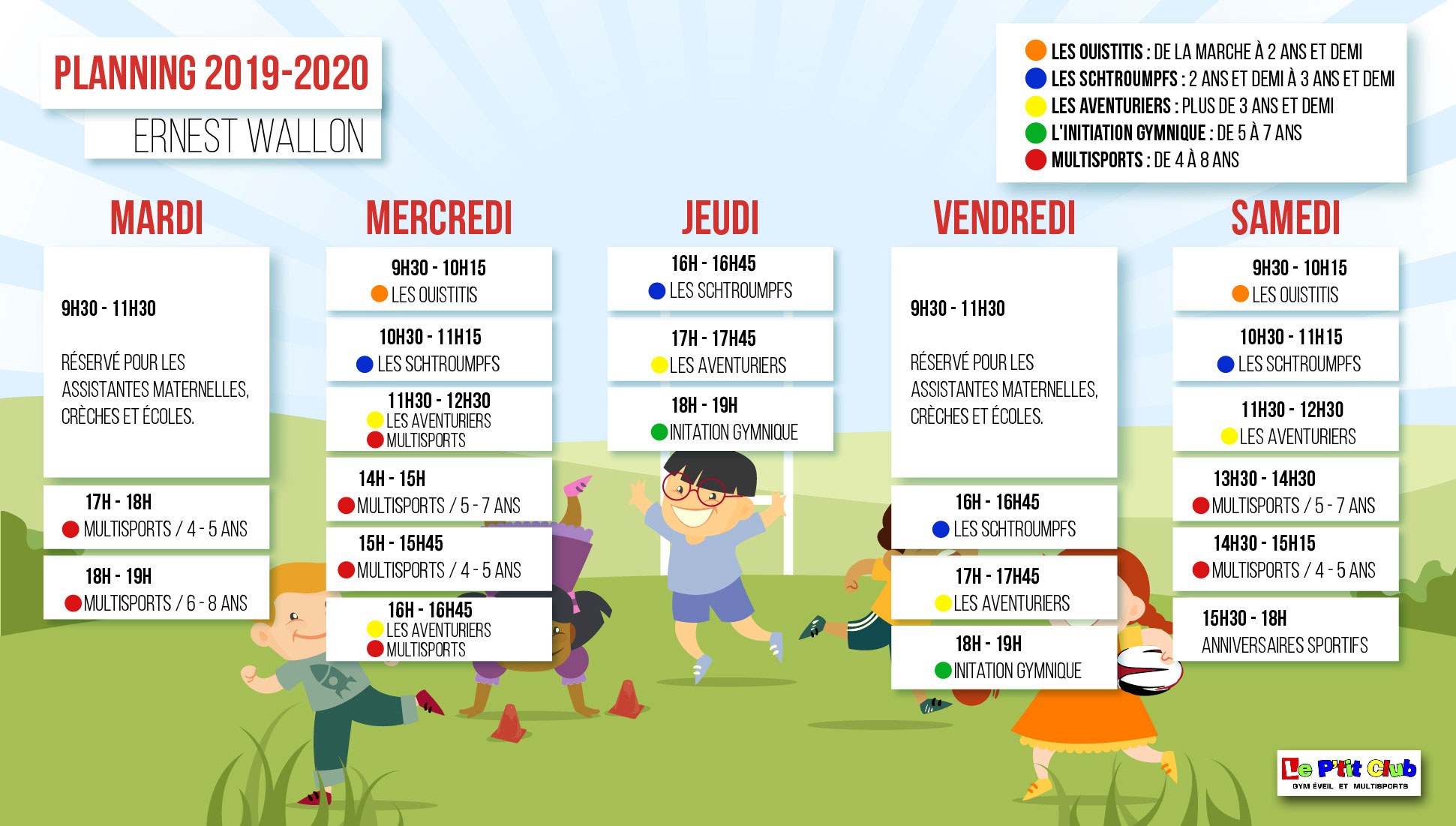 Planning KidZ'Ac Toulouse Ernest Wallon 2019-2020