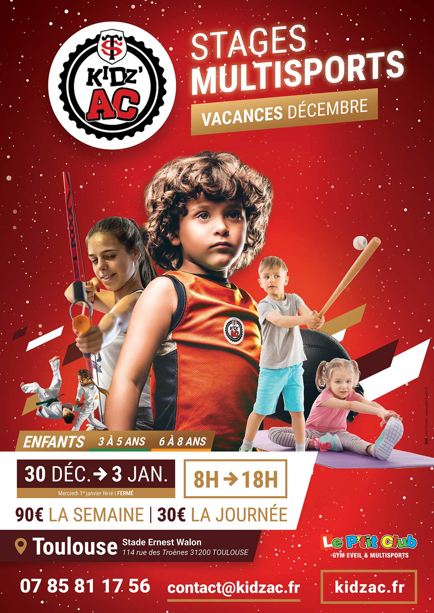 Affiche stages vacances décembre 2019 KidZ'Ac Toulouse