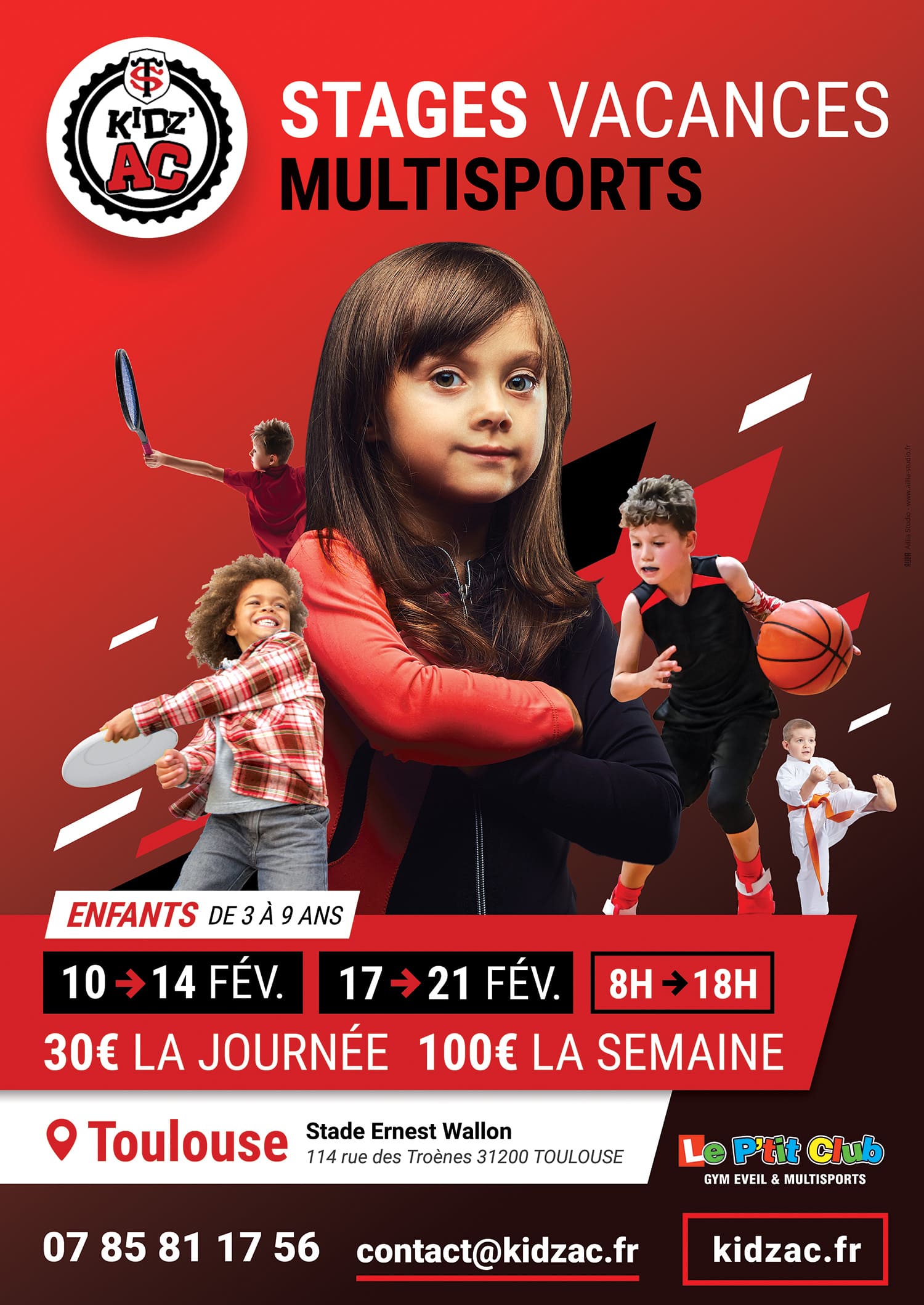 Affiche stages vacances février 2020 KidZ'Ac Toulouse