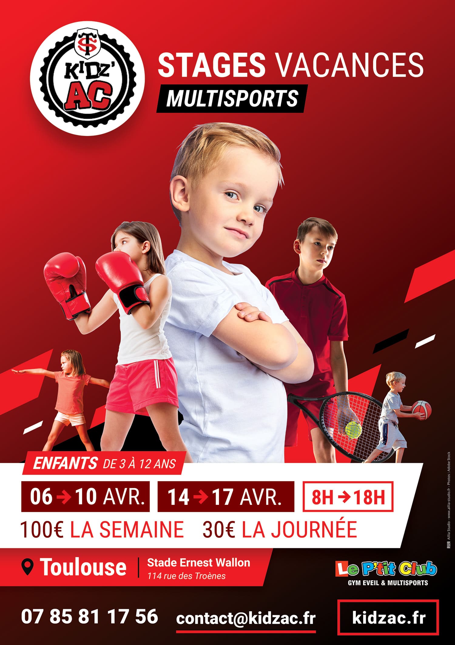 Affiche stages vacances avril 2020 KidZ'Ac Toulouse
