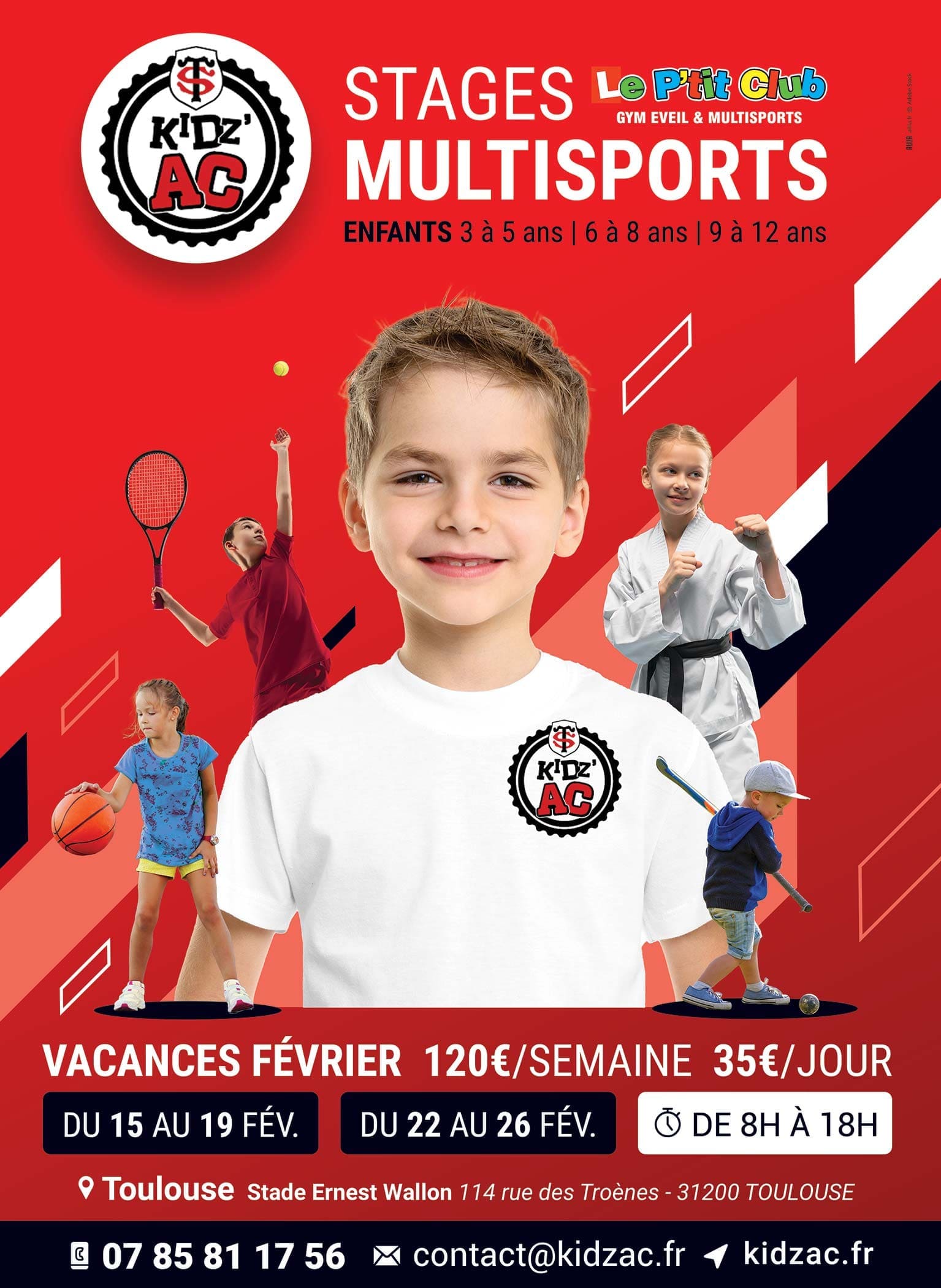 Affiche stages vacances février 2021 KidZ'Ac Toulouse