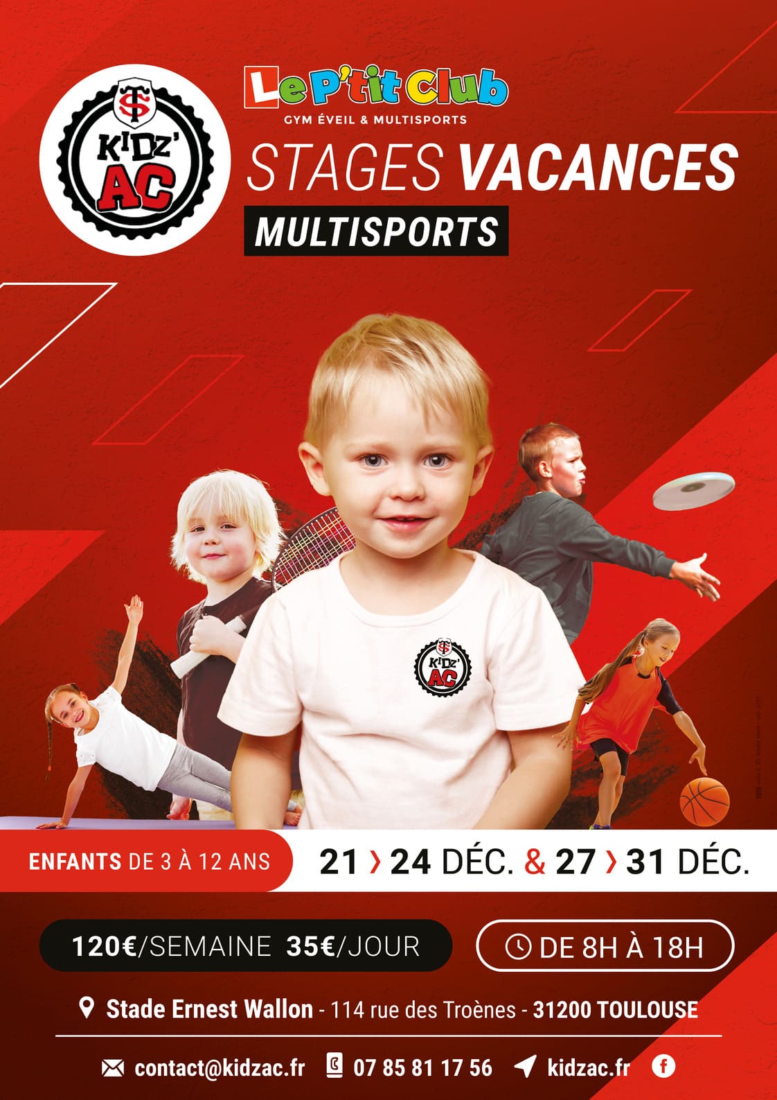 1-LPC33-DEC21 Affiche stages vacances Noël 2021 KidZ'Ac Toulouse