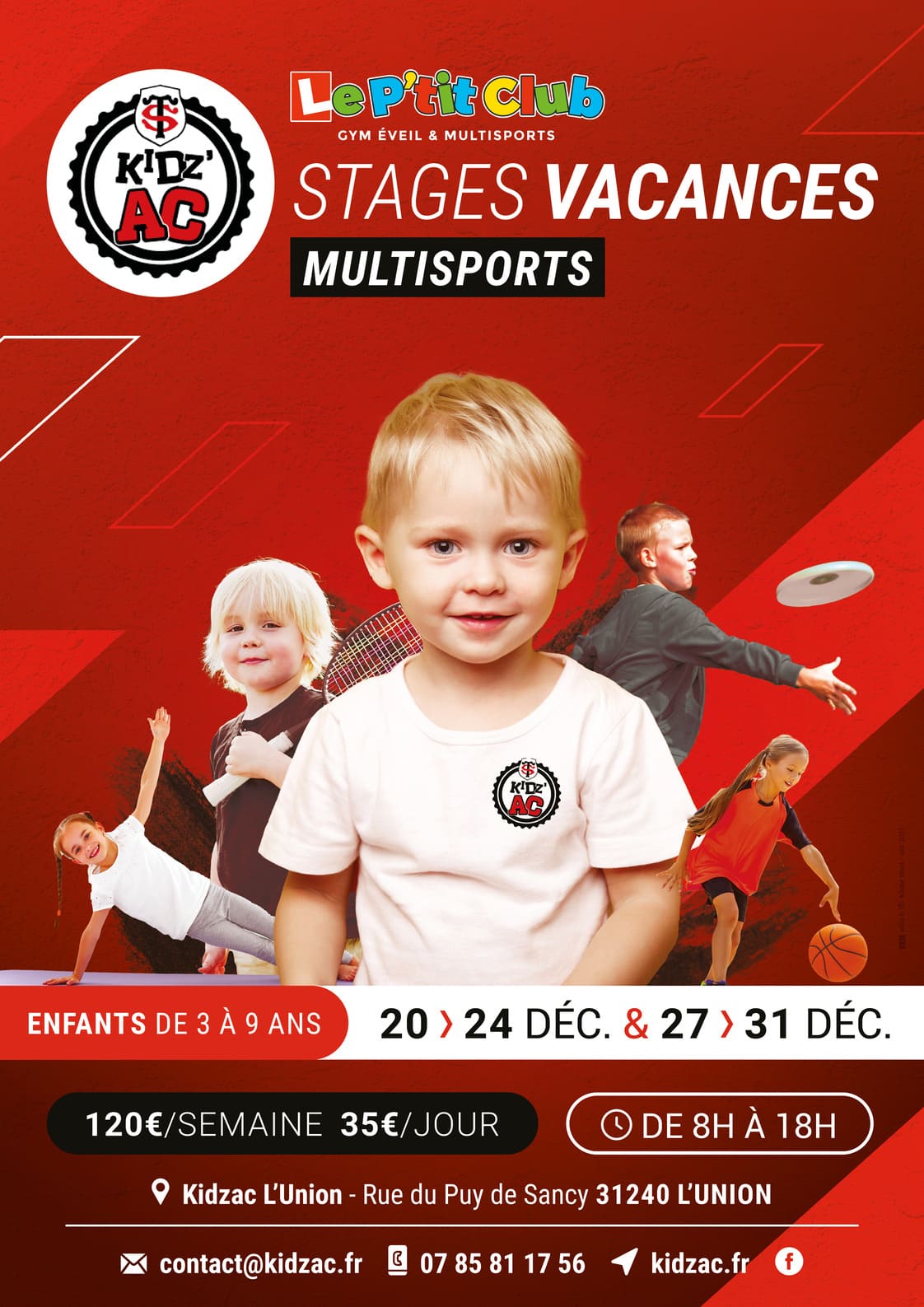 1-LPC41-DEC21 Affiche stages vacances Noël 2021 KidZ'Ac L'Union