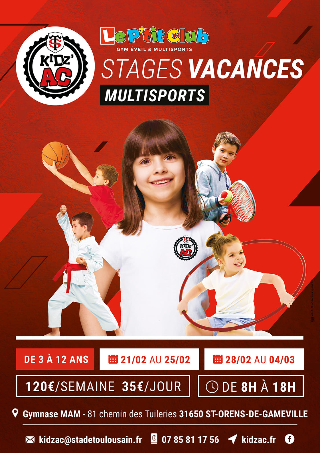 Affiche stages vacances hiver 2022 KidZ'Ac St Orens