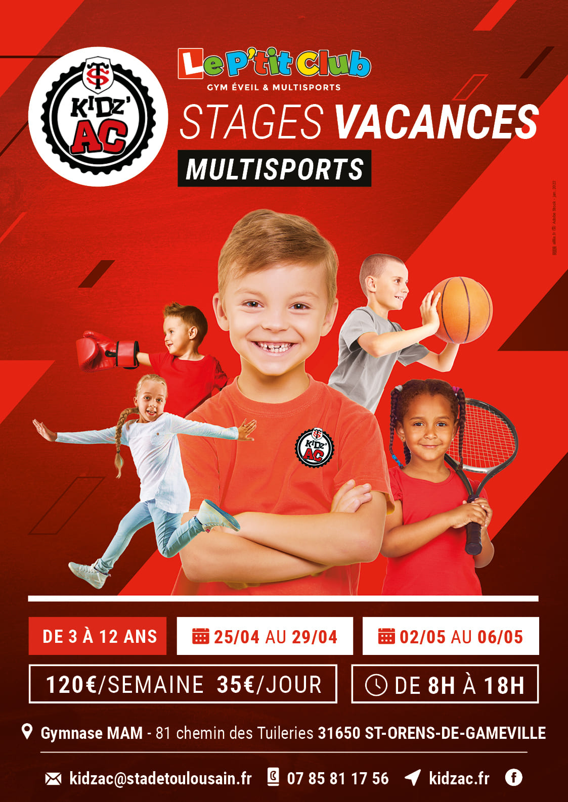 Affiche stages vacances Pâques 2022 KidZ'Ac St Orens