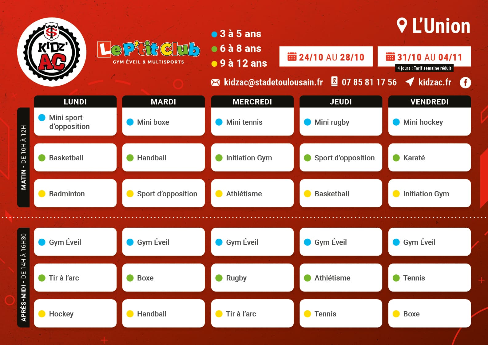 KIDZAC-PL-LUNION-TOUSSAINT-22 Planning stages vacances Toussaint 2022 KidZ'Ac L'Union