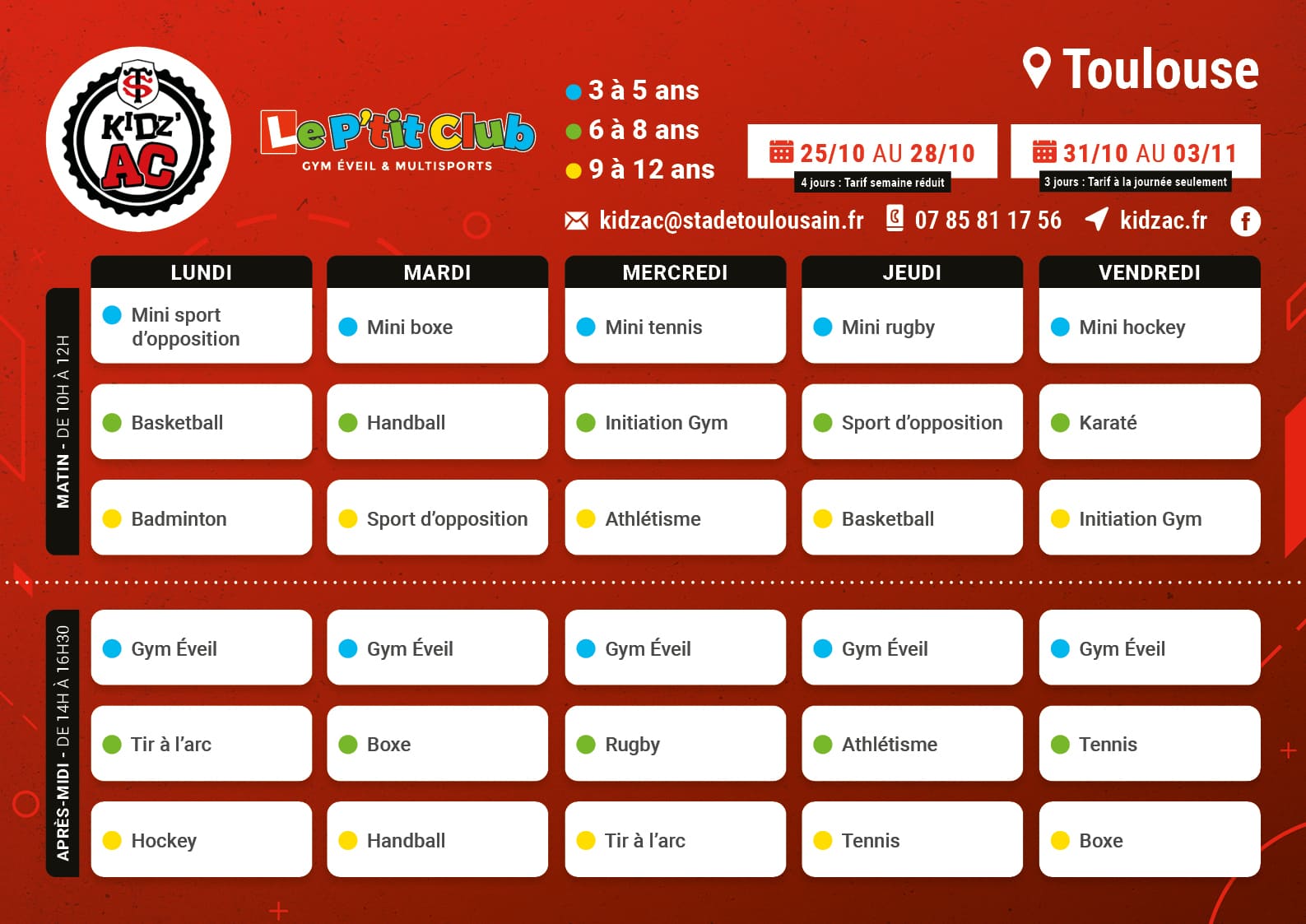 KIDZAC-PL-TOULOUSE-TOUSSAINT-22 Planning stages vacances Toussaint 2022 KidZ'Ac Toulouse