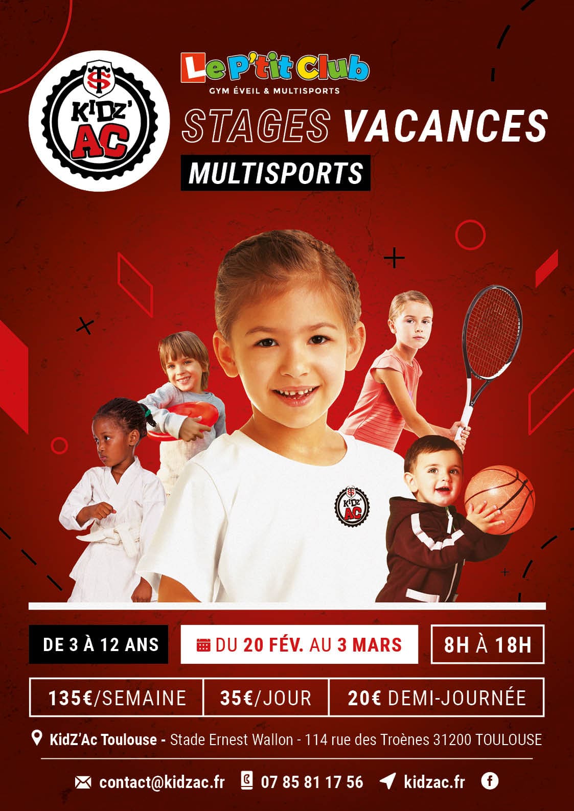 Affiche stages vacances hiver 2023 KidZ'Ac Toulouse