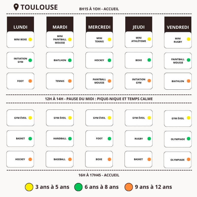 Planning stages vacances avril 2024 KidZ'Ac